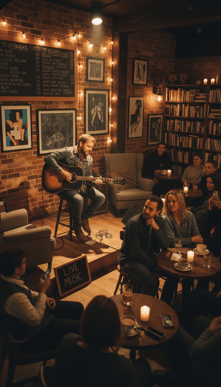 Live acoustic performance in the café's cozy lounge